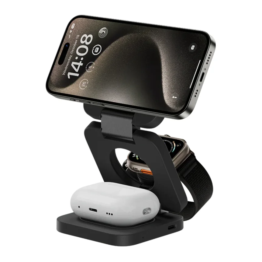 Складная зарядная станция MagSafe Benks JuicePod для iPhone, Apple Watch и AirPods (Black) — купить в интернет-магазине Bazaplay