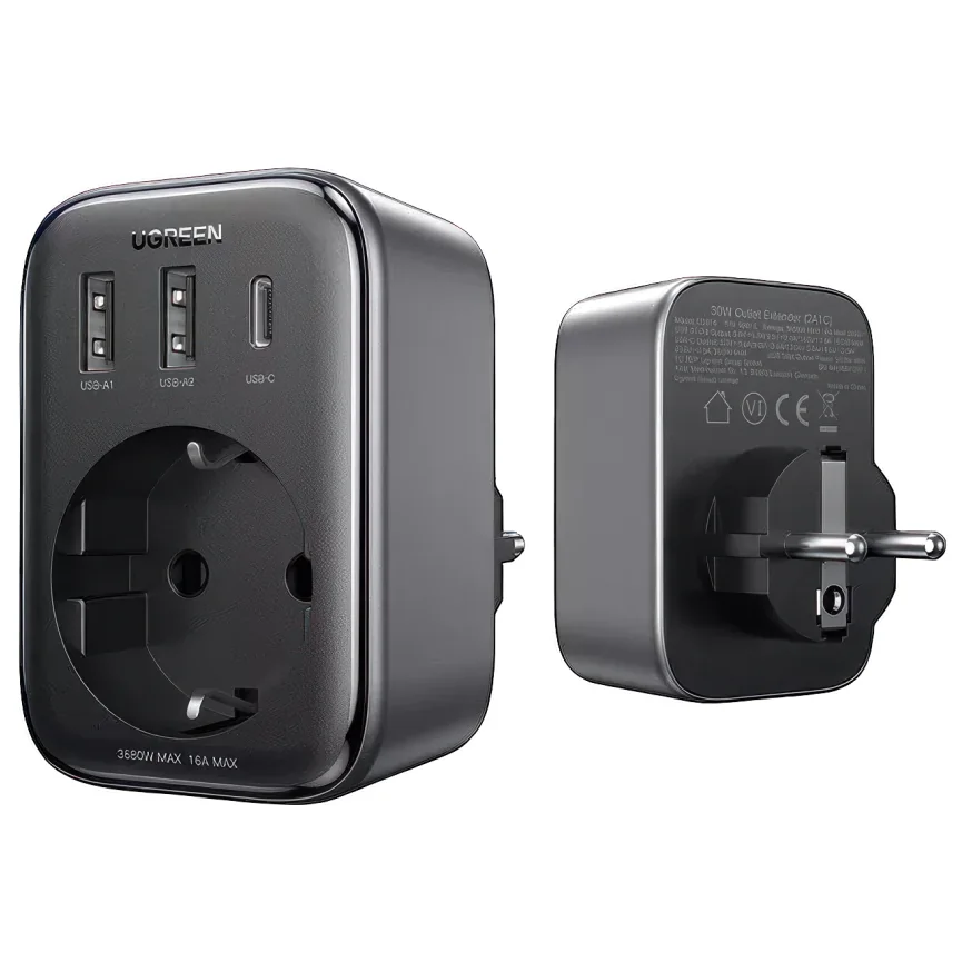 Сетевое зарядное устройство Ugreen мощностью 30 Вт (1 розетка, USB-C, 2 USB-A) (CD314) — купить в интернет-магазине Bazaplay