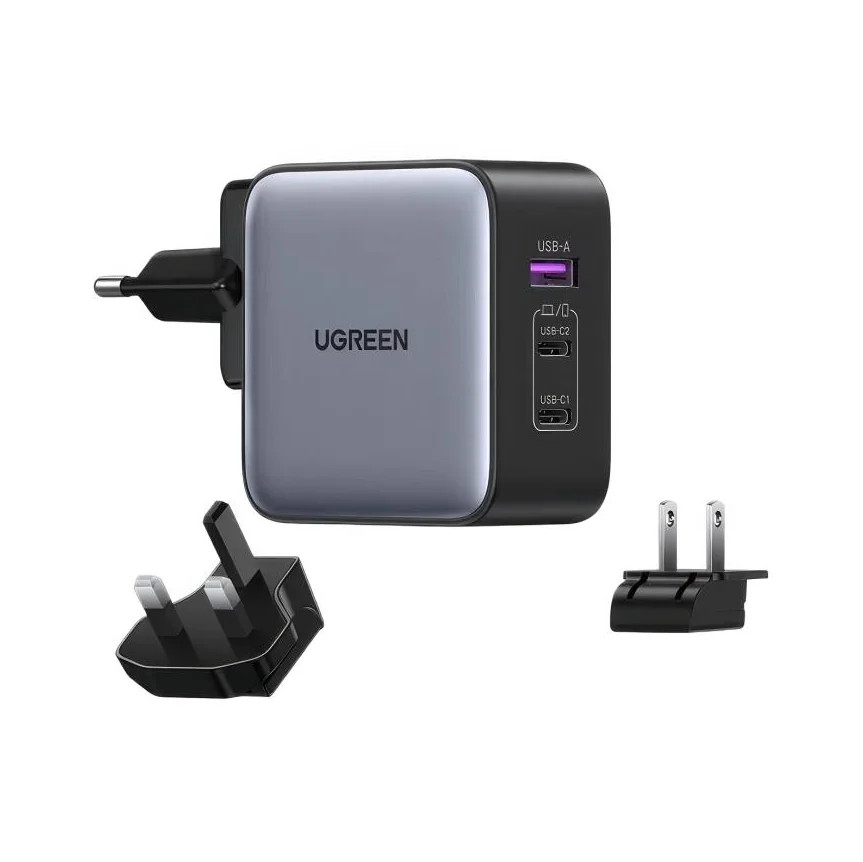 Сетевое зарядное устройство Ugreen Nexode мощностью 65 Вт (2 USB-C, USB-A) (GaN) (CD296) — купить в интернет-магазине Bazaplay