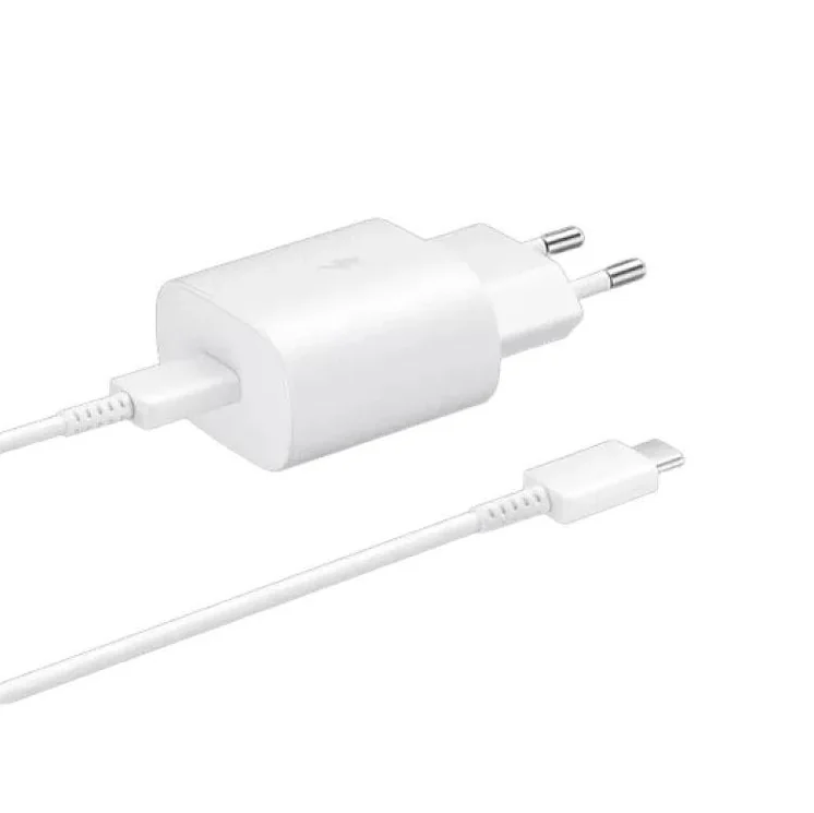 Сетевое зарядное устройство Samsung мощностью 25 Вт (USB-C) и кабель USB-C (1 м) (EP-TA800) (White) — купить в интернет-магазине Bazaplay