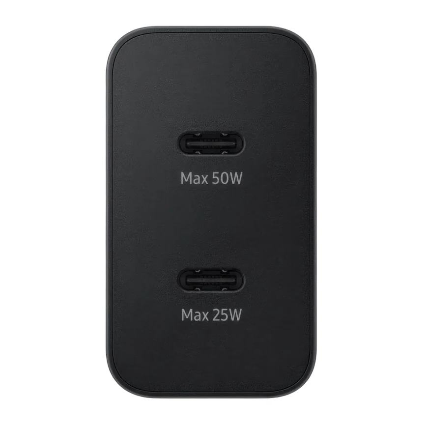 Сетевое зарядное устройство Samsung Duo мощностью 50 Вт (2 USB-C) (GaN) и кабель USB-C (1,8 м) (EP-T5020) — купить в интернет-магазине Bazaplay