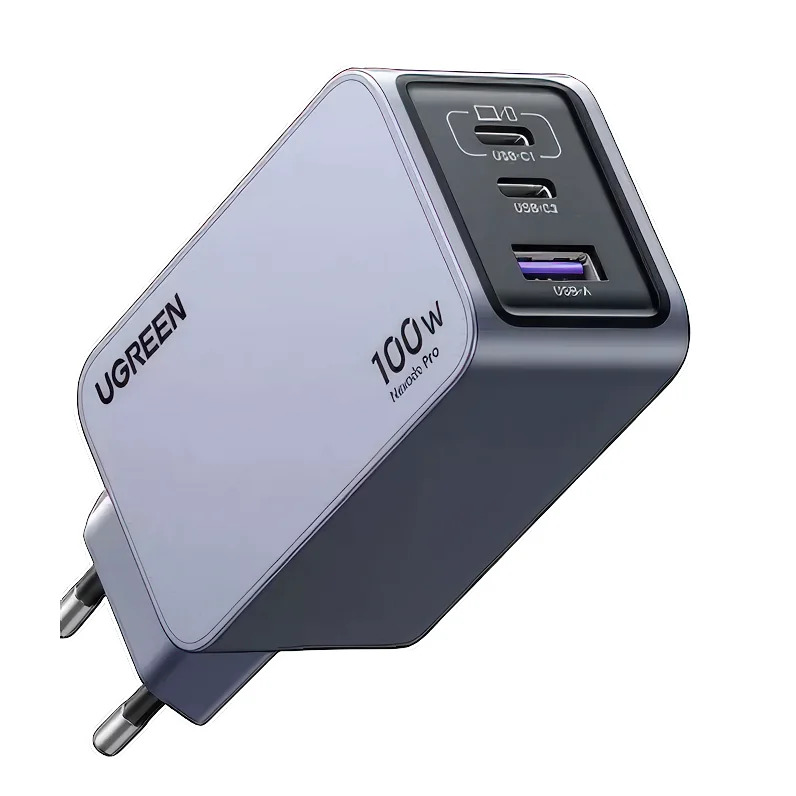 Сетевое зарядное устройство Ugreen Nexode Pro мощностью 100 Вт (2 USB-C, USB-A) (GaN) и кабель USB-C с оплёткой (1,5 м) (X757) — купить в интернет-магазине Bazaplay