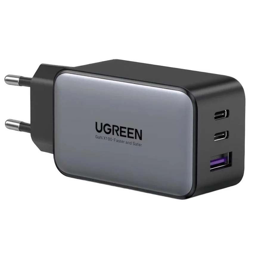Сетевое зарядное устройство Ugreen Nexode мощностью 65 Вт (2 USB-C, USB-A) (GaN) (CD244) — купить в интернет-магазине Bazaplay